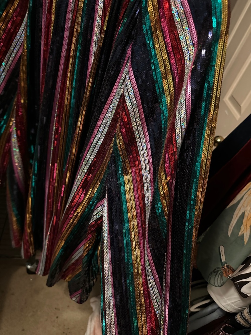 crown & ivy Multicolor Striped Sequin V-Neck Top - Picture 5 of 5